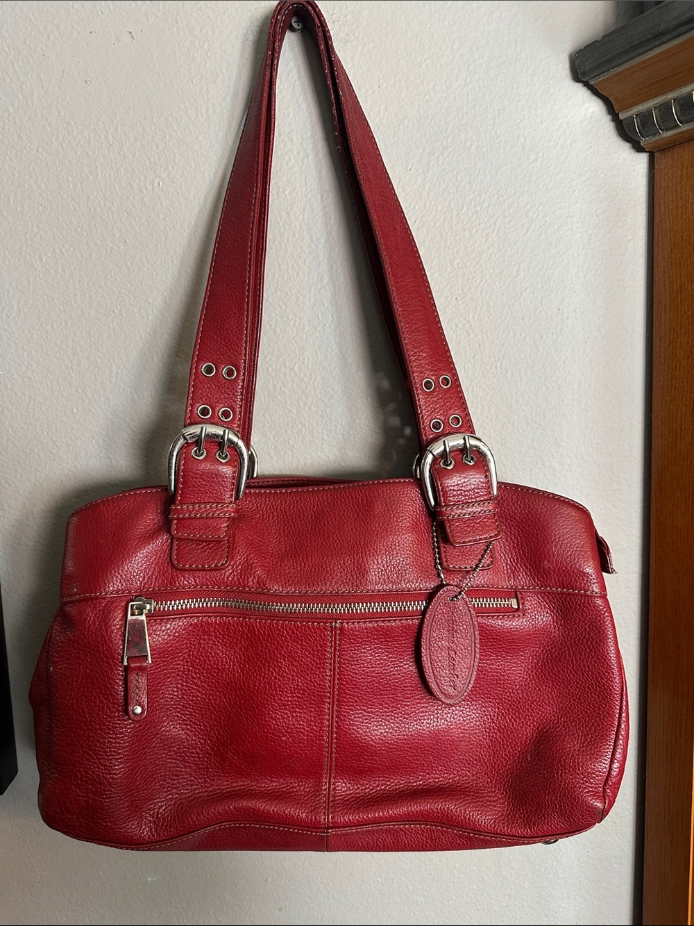 Red Leather Shoulder Bag - Women Bags
